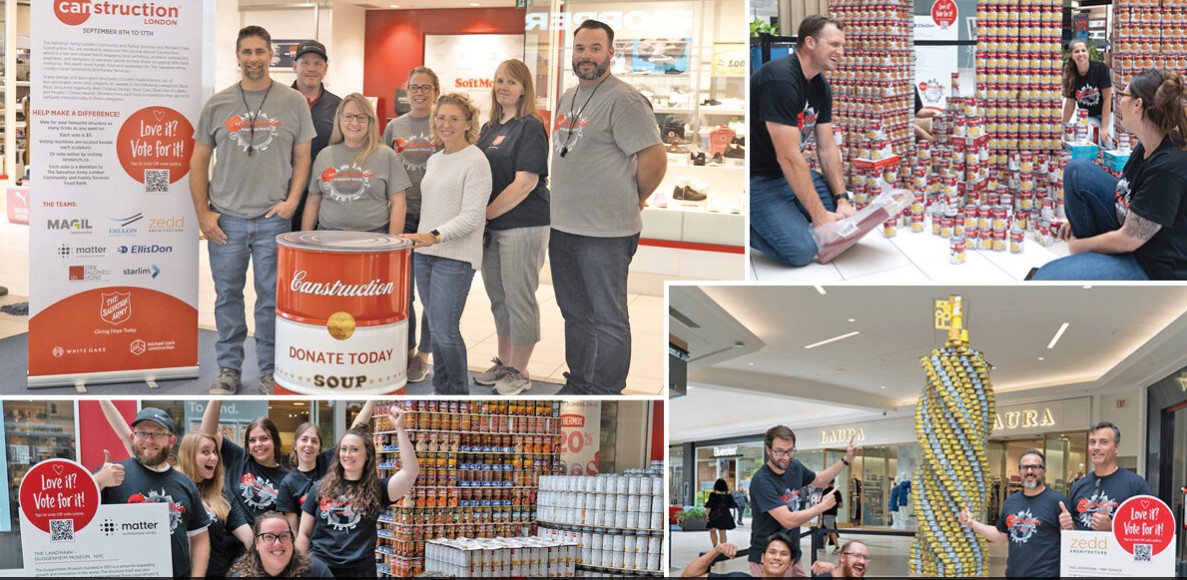 Collage of Canstruction structures.