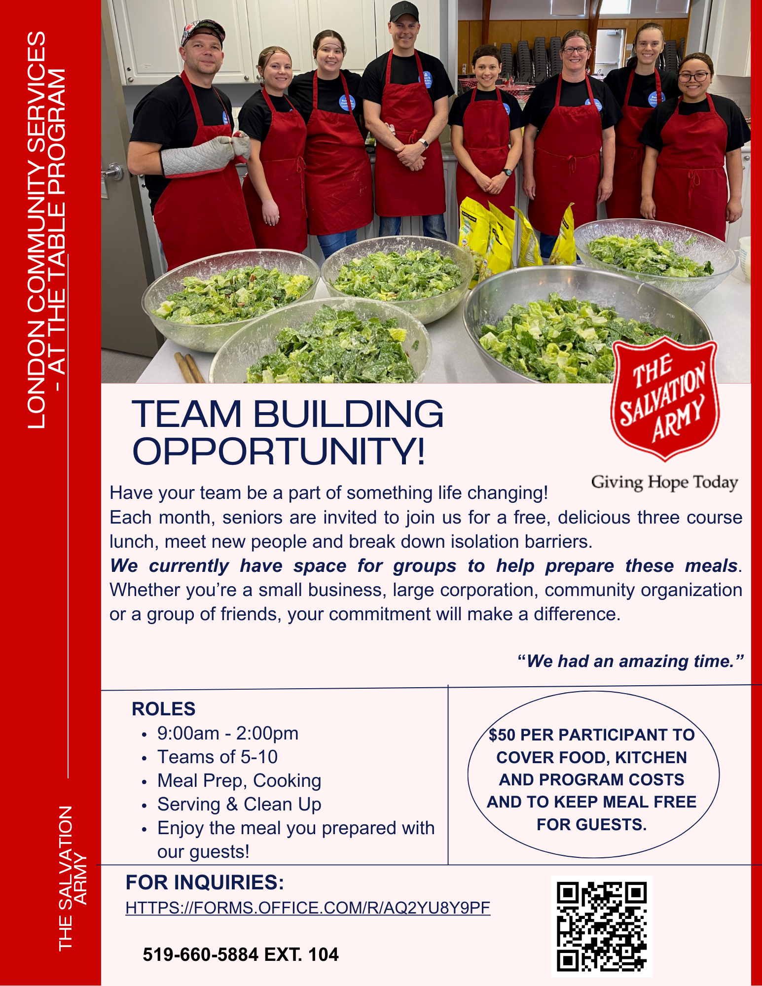 Information poster for Team Building opportunity